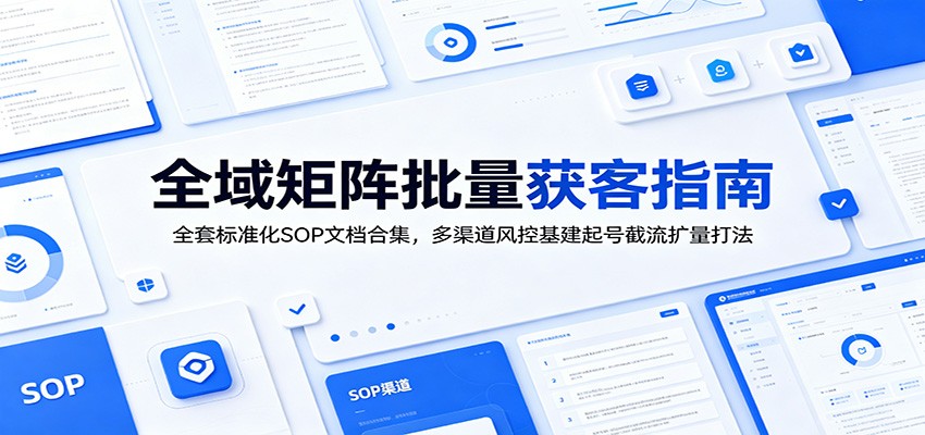 全域矩阵批量获客指南：全套标准化SOP文档合集，多渠道风控基建起号截流扩量打法 - 臻优资源网