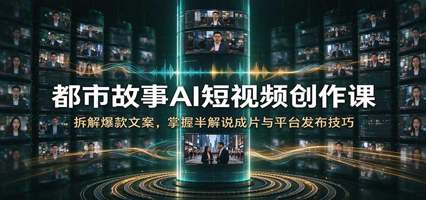 都市故事AI短视频创作课：拆解爆款文案，掌握半解说成片与平台发布技巧 - 臻优资源网