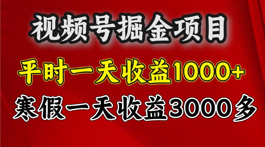 视频号掘金项目，寒假一天收益3000多 - 臻优资源网