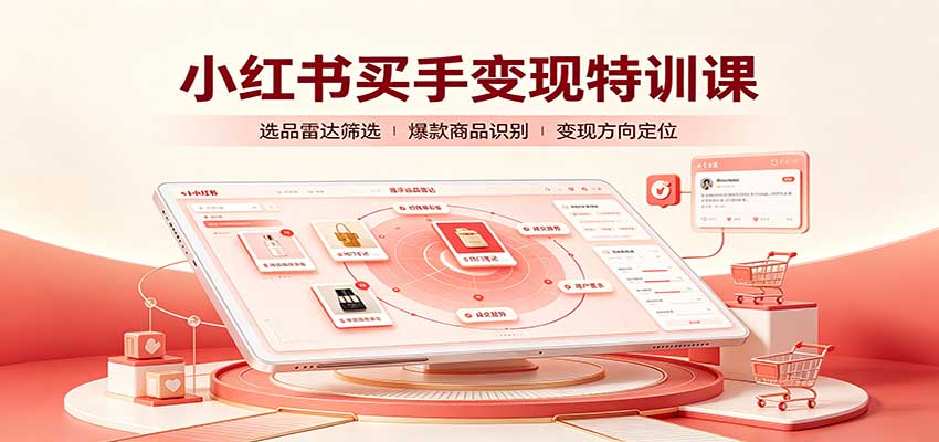 小红书买手变现特训课：账号定位养号起号，选品挂车，笔记标题封面全套教学 - 臻优资源网