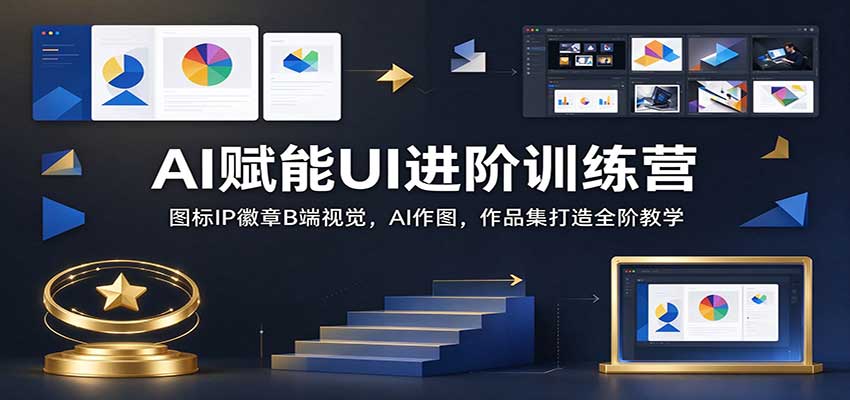 AI赋能UI进阶训练营：图标IP徽章B端视觉，AI作图，作品集打造全阶教学 - 臻优资源网