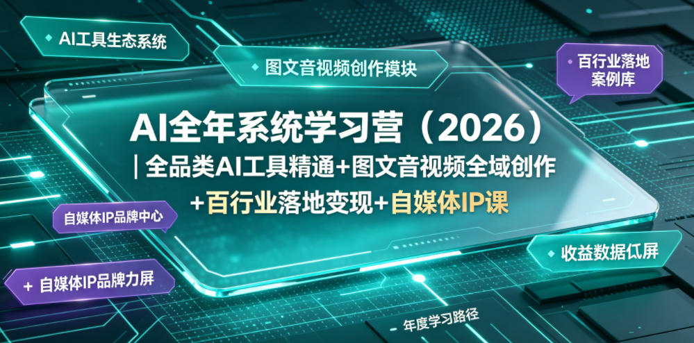 AI全年系统学习营（2026）｜全品类AI工具精通+图文音视频全域创作+百行业落地变现+自媒体IP打造年度进阶大课 - 臻优资源网