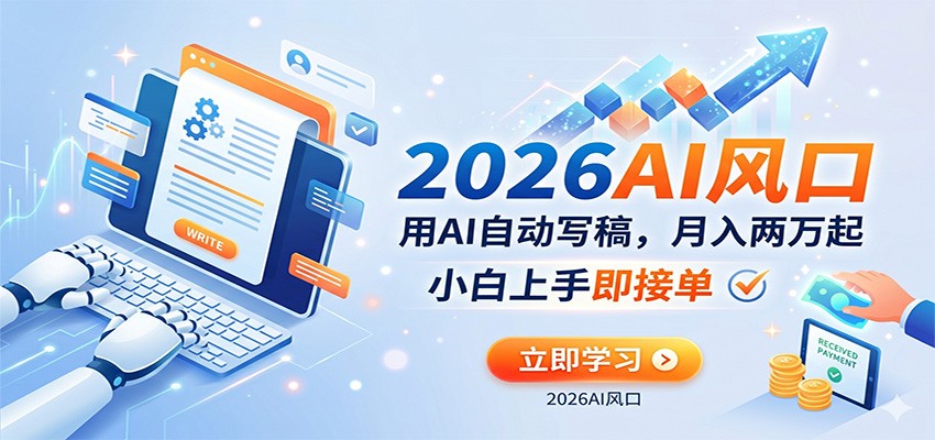 AI赚钱的新风口，用AI自动写稿，月入两万起，小白上手即接单 - 臻优资源网