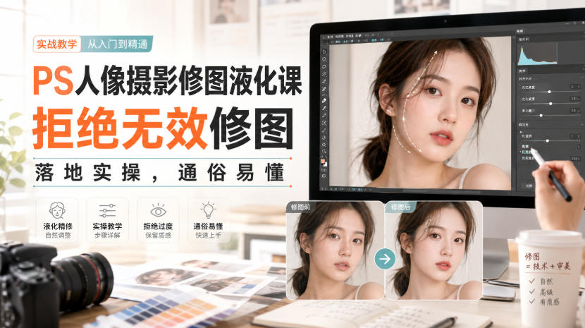 PS人像摄影修图液化课，拒绝无效修图，落地实操，通俗易懂 - 臻优资源网