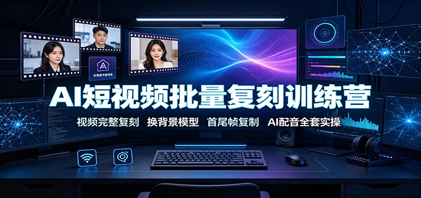 AI短视频批量复刻训练营：视频完整复刻，换背景模型、首尾帧复制、AI配音全套实操 - 臻优资源网
