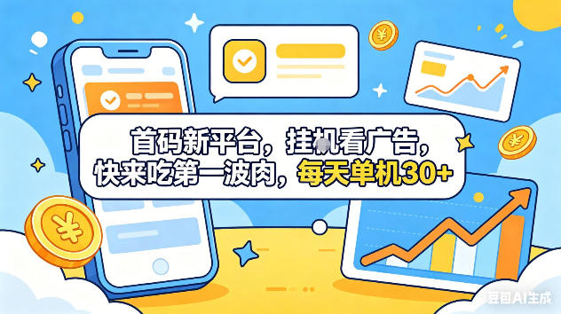 首码新平台，挂G自动看广告，快来吃第一波肉，每天单机30+，可矩阵放大【揭秘】 - 臻优资源网