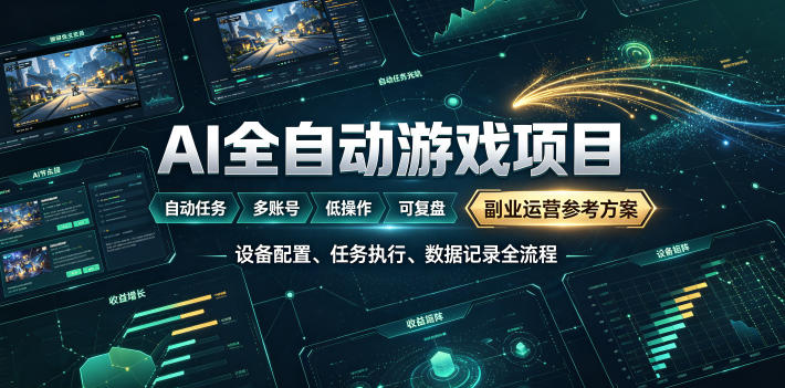 AI全自动游戏躺賺副业：日入几百，稳定运行三年的项目！【揭秘】 - 臻优资源网