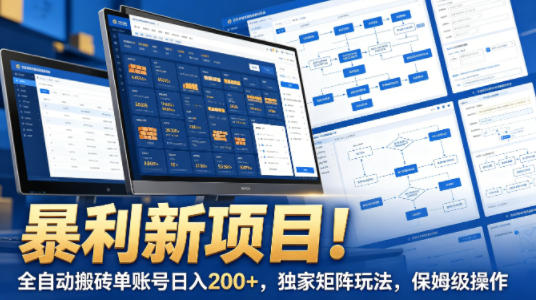 暴利新项目！全自动搬砖单账号日入200+，独家矩阵玩法，保姆级操作【揭秘】 - 臻优资源网