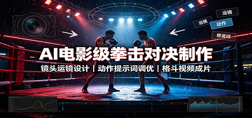 AI电影级拳击对决制作：镜头运镜设计，动作提示词调优，格斗视频成片 - 臻优资源网