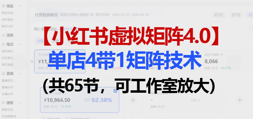 小红书虚拟矩阵4.0技术：单店4带1矩阵（共65节，可工作室放大） - 臻优资源网