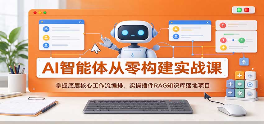 AI智能体从零构建实战课：掌握底层核心工作流编排，实操插件RAG知识库落地项目 - 臻优资源网