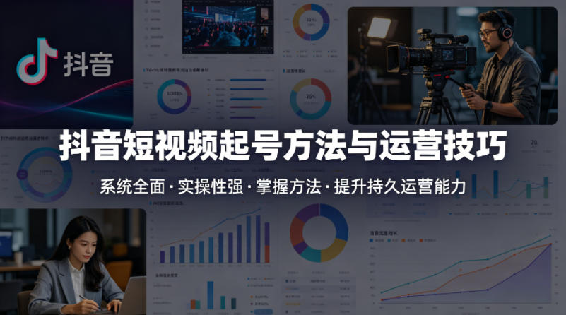 抖音短视频起号方法和运营技巧，内容系统全面实操性强，掌握起号方法，提升账号持久运营能力 - 臻优资源网