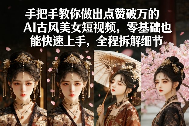 手把手教你做出点赞破万的AI古风美女短视频，零基础也能快速上手，全程拆解细节 - 臻优资源网