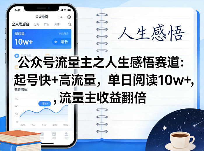 公众号流量主之人生感悟赛道，起号快+高流量，单日阅读10w+，流量主收益翻倍 - 臻优资源网
