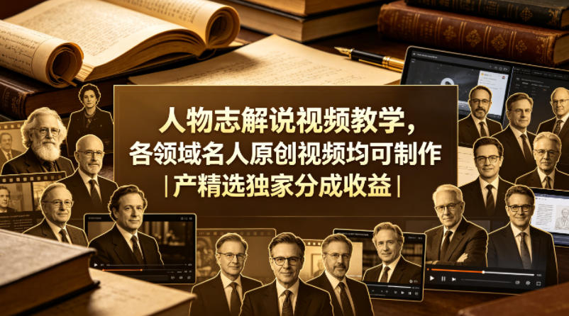人物志解说视频教学,各领域名人原创视频均可制作丨精选独家分成收益 - 臻优资源网
