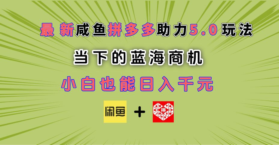 最新闲鱼拼多多助力玩法 当下的蓝海商机 新手小白也能轻松操作 实现日入千元 - 臻优资源网
