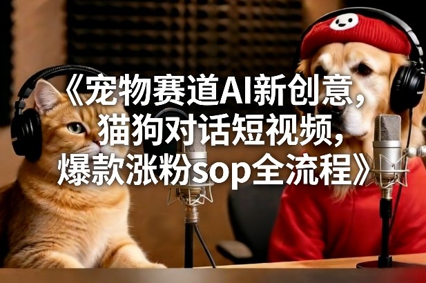 宠物赛道AI新创意，猫狗对话短视频，爆款涨粉sop全流程 - 臻优资源网