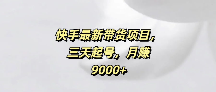 快手最新带货项目，三天起号，月赚9000+ - 臻优资源网