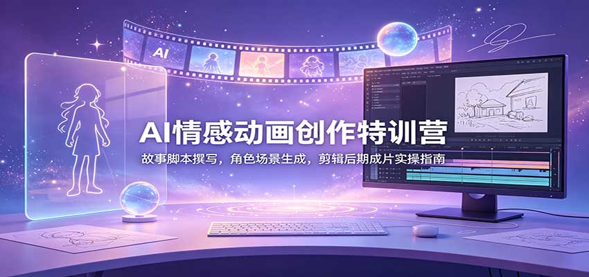 AI情感动画创作特训营：故事脚本撰写，角色场景生成，剪辑后期成片实操指南 - 臻优资源网