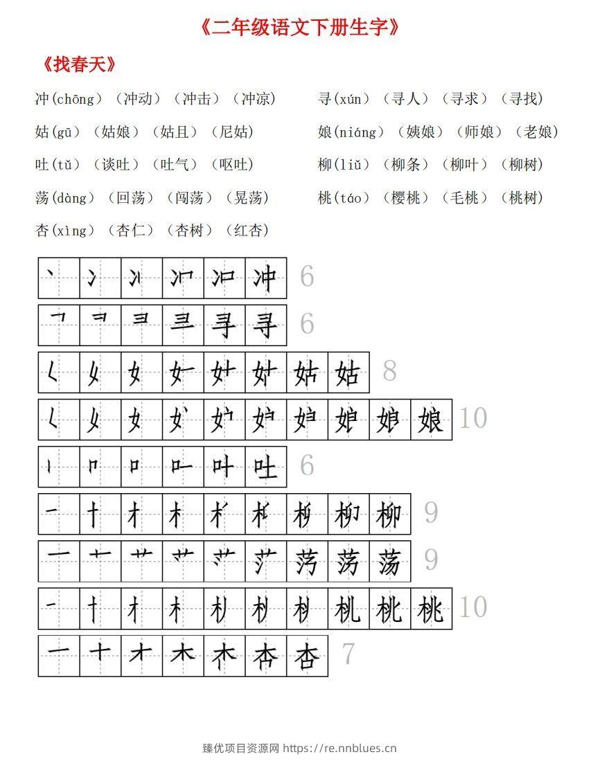 图片[2] - 生字拼音组词笔顺 - 臻优资源网