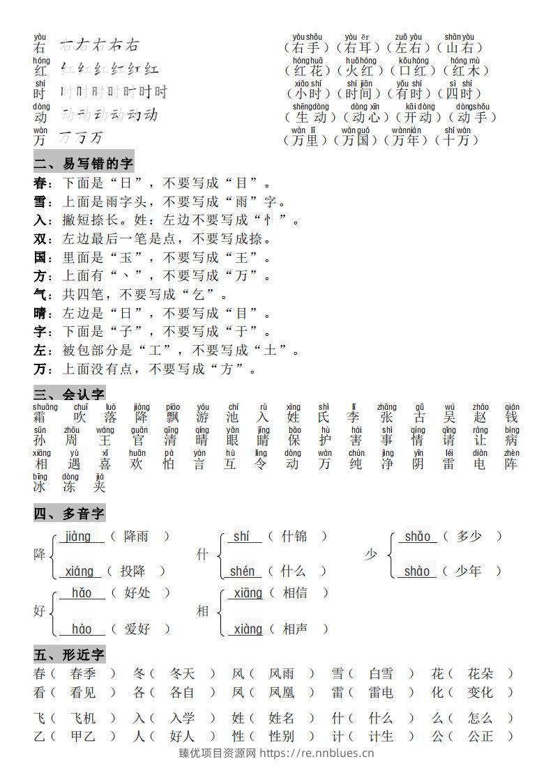 图片[2] - 一年级（下册）知识点汇总 - 臻优资源网
