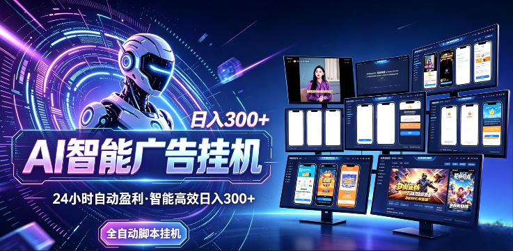 AI智能广告挂G项目,无需人工,单机稳定日入200+,可矩阵放大,24小时不间断刷广告賺收益【揭秘】 - 臻优资源网