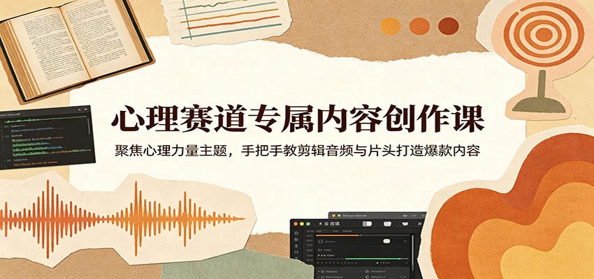 心理赛道专属内容创作课:聚焦心理力量主题,手把手教剪辑音频与片头打造爆款内容 - 臻优资源网