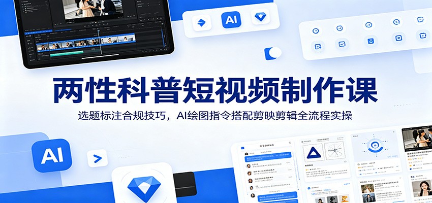 两性科普短视频制作课：选题标注合规技巧，AI绘图指令搭配剪映剪辑全流程实操 - 臻优资源网