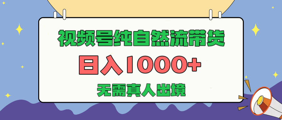 视频号纯自然流带货,日入1000+,无需真人出境,新手小白也可操作 - 臻优资源网