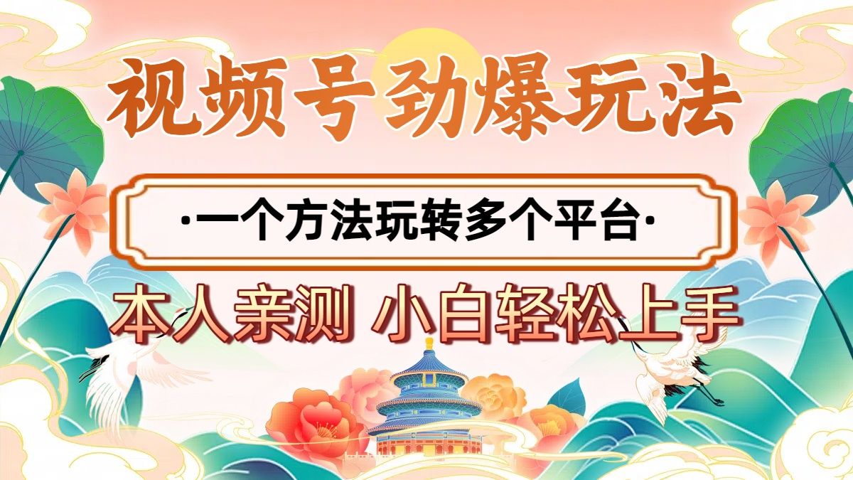 2025年视频号劲爆玩法，一个方法玩转多个平台 小白也能轻松上手 - 臻优资源网