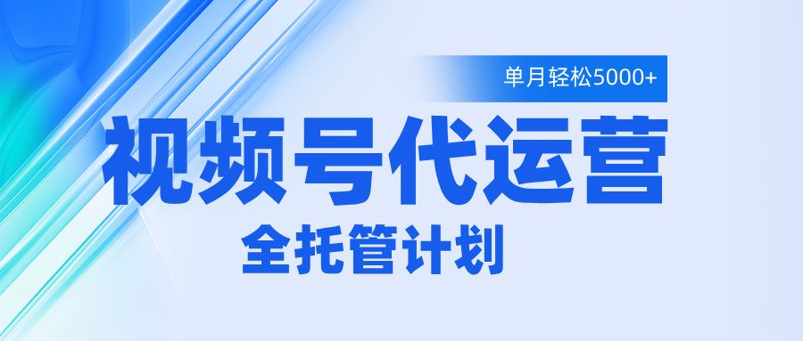 视频号代运营2.0，全程托管招募，单月轻松变现5000+ - 臻优资源网