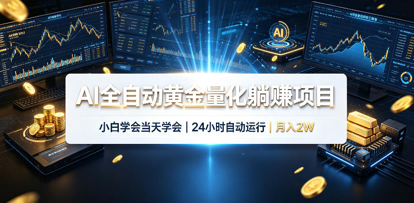 AI全自动黄金量化躺賺项目，小白学会当天学会，24小时自动运行，月入2W！【揭秘】 - 臻优资源网