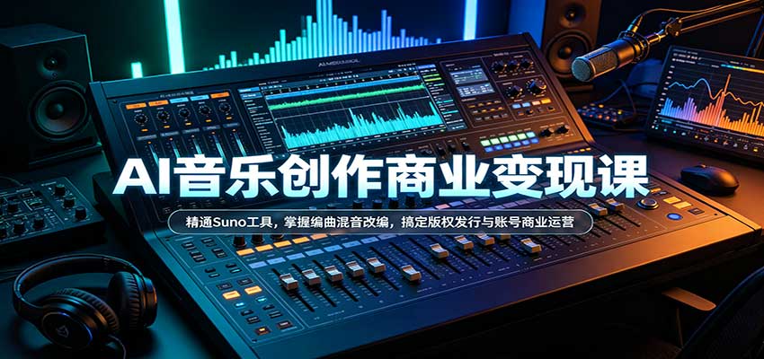 AI音乐创作商业变现课：精通Suno工具，掌握编曲混音改编，搞定版权发行与账号商业运营 - 臻优资源网