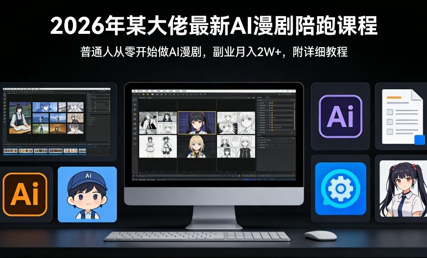 26年某大佬最新Ai漫剧陪跑课程，普通人从零开始做AI漫剧，副业月入2W+ - 臻优资源网