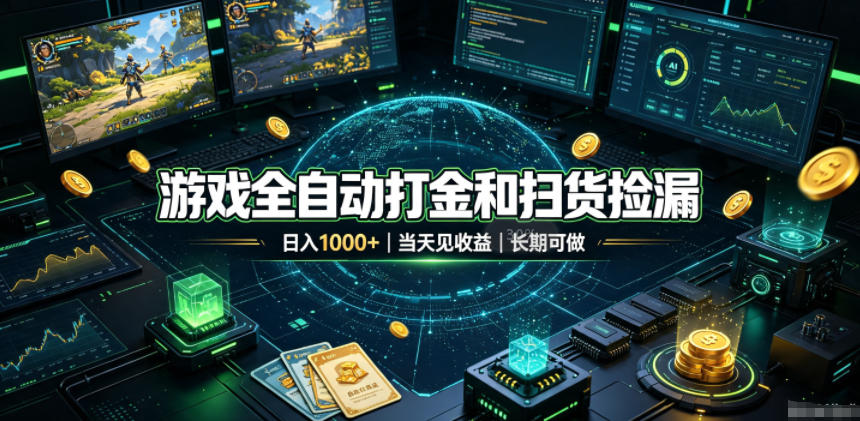 游戏全自动打金和扫货捡漏，日入1k+，当天见收益，长期可做！【揭秘】 - 臻优资源网