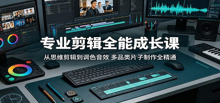 专业剪辑全能成长课：从思维剪辑到调色音效，多品类片子制作全精通 - 臻优资源网