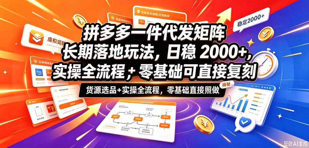 拼多多一件代发矩阵长期落地玩法，日稳入2k+，选品货源+实操全流程，零基础可直接复刻【拆解】 - 臻优资源网