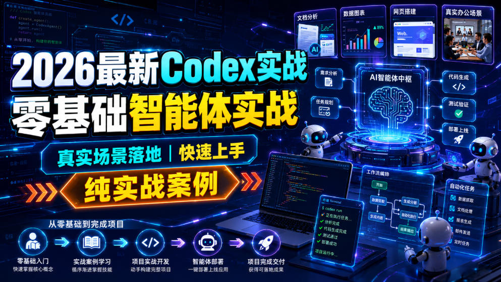 2026最新Codex实战零基础智能体实战，真实场景落地，快速上手，纯实战案例 - 臻优资源网