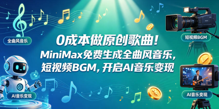 0成本做原创歌曲！MiniMax免费生成全曲风音乐，短视频BGM，开启AI音乐变现 - 臻优资源网