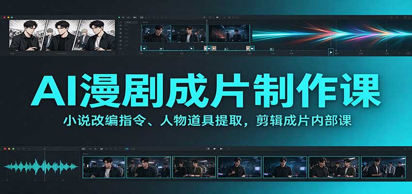 AI漫剧成片制作课：小说改编指令、人物道具提取，剪辑成片全流程 - 臻优资源网