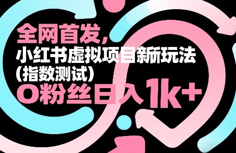 全网首发,小红书虚拟项目新玩法(指数测试),0粉丝日入1k+,整个玩法完整拆解! - 臻优资源网