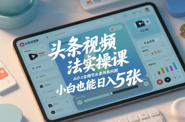 头条视频玩法实操课，从0-1全细节头条所有问题，小白也能日入5张 - 臻优资源网