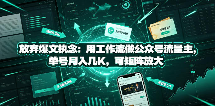 放弃爆文执念：用工作流做公众号流量主，单号月入几K，可矩阵放大 - 臻优资源网