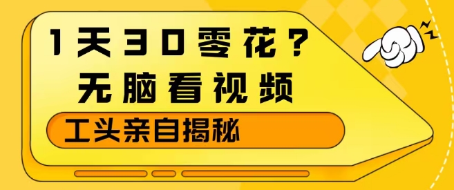 1天30零花?无脑看视频,大佬亲自揭秘 - 臻优资源网