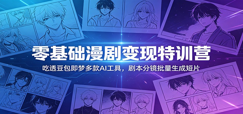 零基础漫剧变现特训营：吃透豆包即梦多款AI工具，剧本分镜批量生成短片 - 臻优资源网