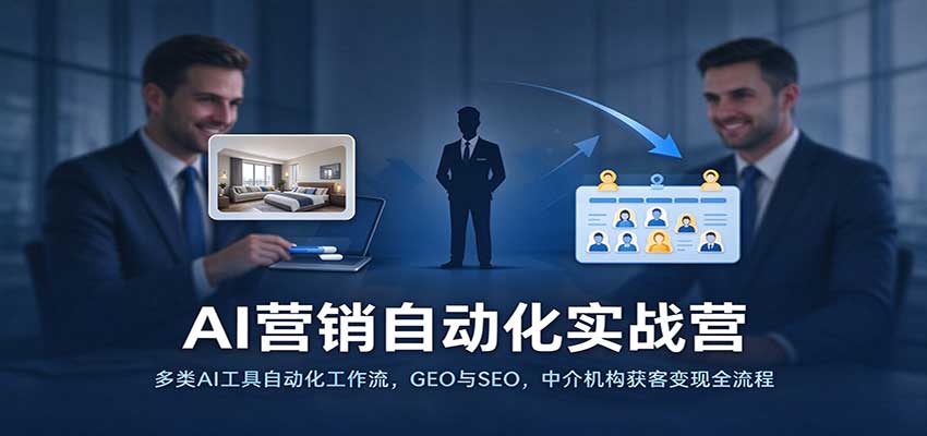 AI营销自动化实战营：多类AI工具自动化工作流，GEO与SEO，中介机构获客变现全流程 - 臻优资源网