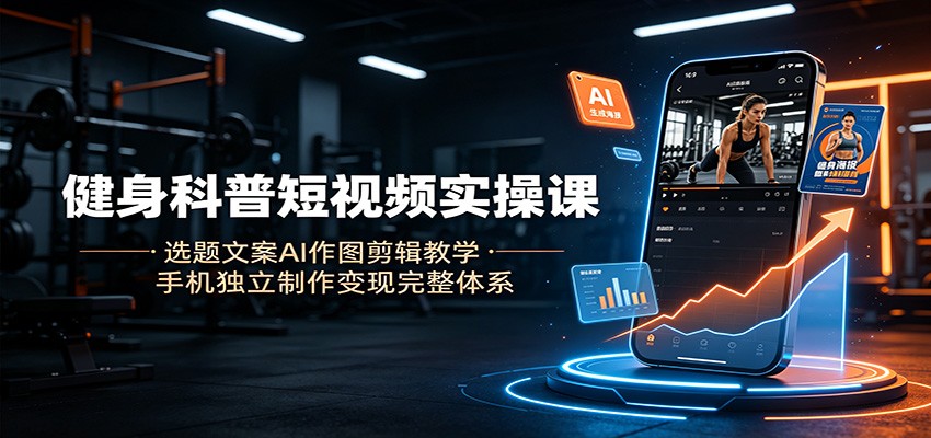 健身科普短视频实操课：选题文案AI作图剪辑教学，手机独立制作变现完整体系 - 臻优资源网