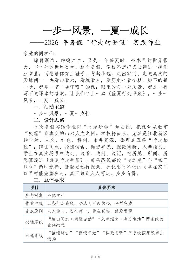 【春季暑假】行走的暑假研学实践作业——一步一风景，一夏一成长(1) - 臻优资源网
