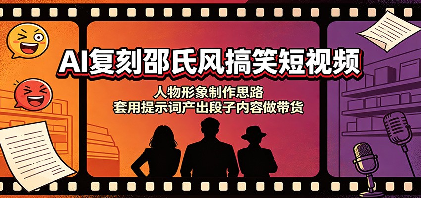 AI复刻邵氏风搞笑短视频：人物形象制作思路，套用提示词产出段子内容做带货 - 臻优资源网