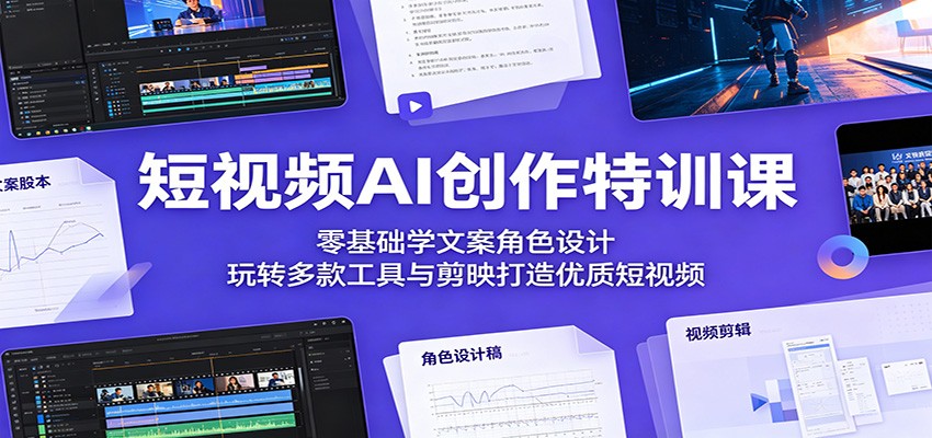 短视频AI创作特训课：零基础学文案角色设计，玩转多款工具与剪映打造优质短视频 - 臻优资源网